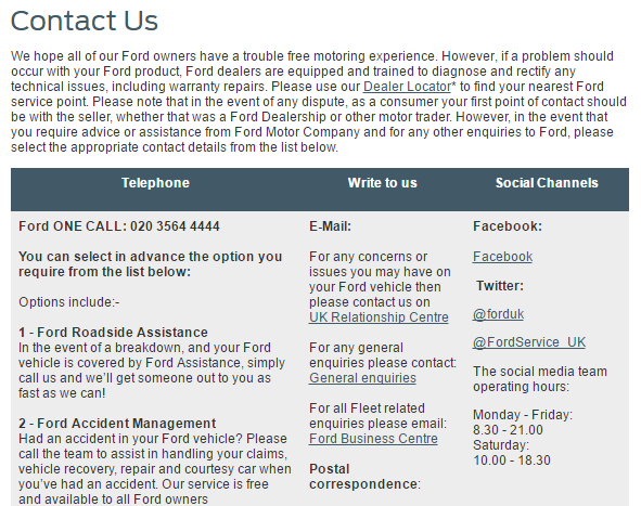 Ford Motor Company Customer Service Complaints Uk | Webmotor.org