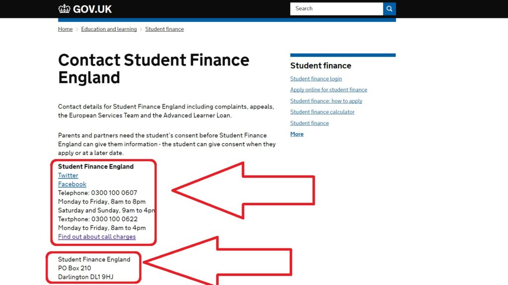 contact student finance