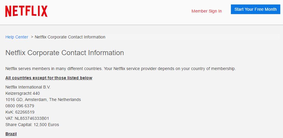 netflix customer service telephone number