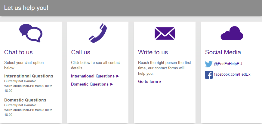 FedEx UK: Customer Service Conact Number: 0345 600 0068