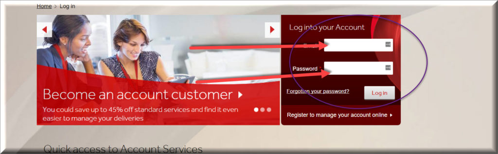 parcelforce login page