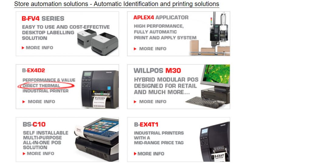 Toshiba Automation and Barcode Printing